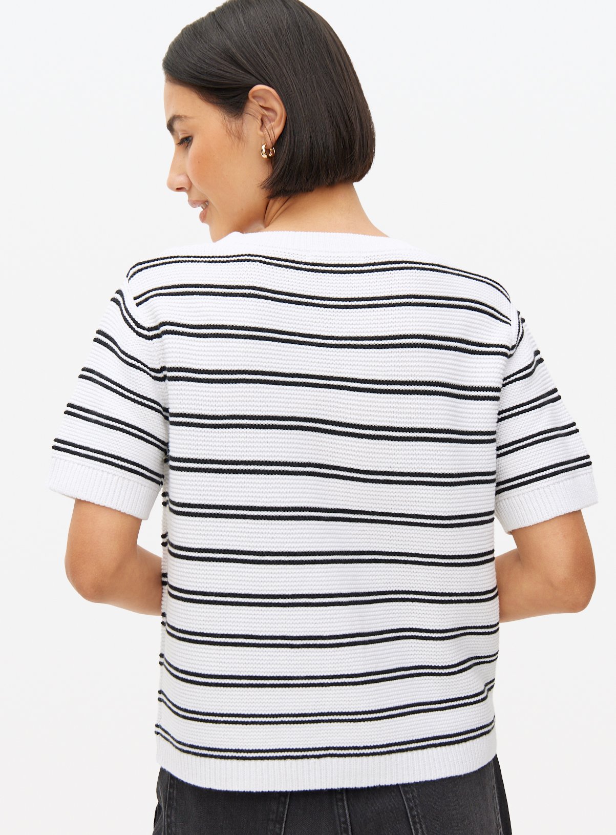 White Striped Short Sleeve Cardigan  16 - Image 4 thumbnail